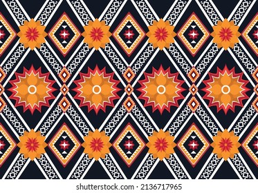 Abstract ethnic geometric flower pattern design pattern for background,fabric,wrapping,clothing,carpet,wallpaper,clothing,wrapping,batik,fabric