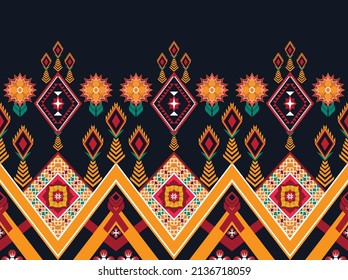 Resumen de patrones de flores geométricas étnicas para el fondo, tela, envoltura, ropa, alfombra, papel pintado, ropa, prendas de vestir, batik, tela