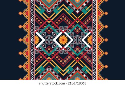 Resumen de patrones de flores geométricas étnicas para el fondo, tela, envoltura, ropa, alfombra, papel pintado, ropa, prendas de vestir, batik, tela