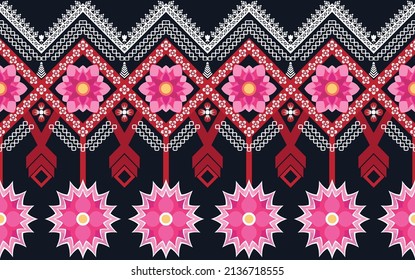 Abstract ethnic geometric flower pattern design pattern for background,fabric,wrapping,clothing,carpet,wallpaper,clothing,wrapping,batik,fabric