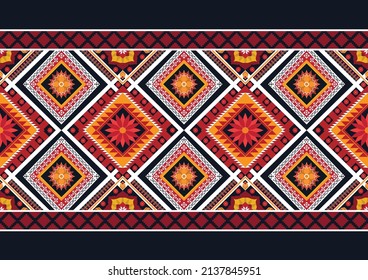 Abstract ethnic geometric flower pattern design pattern for background,fabric,wrapping,clothing,carpet,wallpaper,clothing,wrapping,batik,fabric