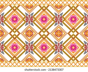 Abstract ethnic geometric flower pattern design pattern for background,fabric,wrapping,clothing,carpet,wallpaper,clothing,wrapping,batik,fabric