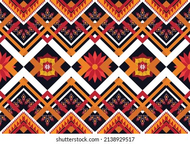 Abstract ethnic geometric flower pattern design pattern for background,fabric,wrapping,clothing,carpet,wallpaper,clothing,wrapping,batik,fabric