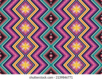 Abstract ethnic geometric flower pattern design pattern for background,fabric,wrapping,clothing,carpet,wallpaper,clothing,wrapping,batik,fabric