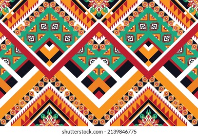 Abstract ethnic geometric flower pattern design pattern for background,fabric,wrapping,clothing,carpet,wallpaper,clothing,wrapping,batik,fabric
