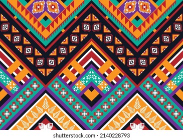 Resumen de patrones de flores geométricas étnicas para el fondo, tela, envoltura, ropa, alfombra, papel pintado, ropa, prendas de vestir, batik, tela