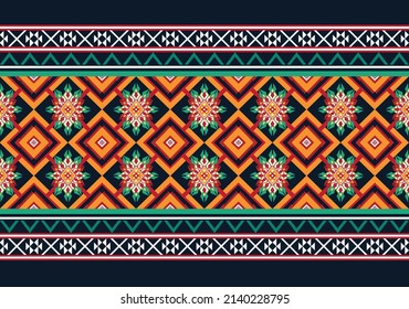 Abstract ethnic geometric flower pattern design pattern for background,fabric,wrapping,clothing,carpet,wallpaper,clothing,wrapping,batik,fabric