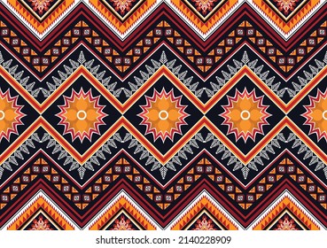 Abstract ethnic geometric flower pattern design pattern for background,fabric,wrapping,clothing,carpet,wallpaper,clothing,wrapping,batik,fabric