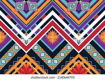 Abstract ethnic geometric flower pattern design pattern for background,fabric,wrapping,clothing,carpet,wallpaper,clothing,wrapping,batik,fabric