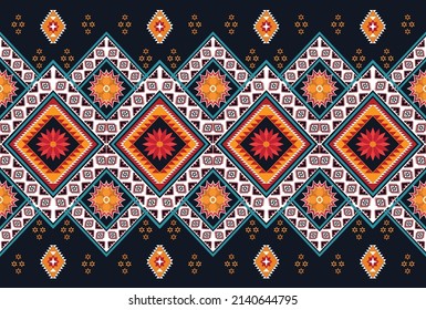 Abstract ethnic geometric flower pattern design pattern for background,fabric,wrapping,clothing,carpet,wallpaper,clothing,wrapping,batik,fabric