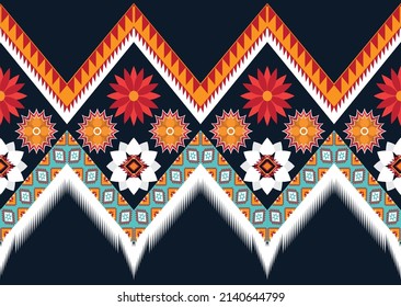Abstract ethnic geometric flower pattern design pattern for background,fabric,wrapping,clothing,carpet,wallpaper,clothing,wrapping,batik,fabric