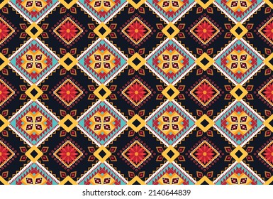 Resumen de patrones de flores geométricas étnicas para el fondo, tela, envoltura, ropa, alfombra, papel pintado, ropa, prendas de vestir, batik, tela