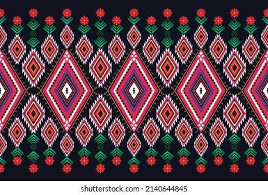 Abstract ethnic geometric flower pattern design pattern for background,fabric,wrapping,clothing,carpet,wallpaper,clothing,wrapping,batik,fabric