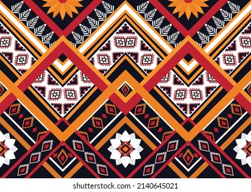 Abstract ethnic geometric flower pattern design pattern for background,fabric,wrapping,clothing,carpet,wallpaper,clothing,wrapping,batik,fabric