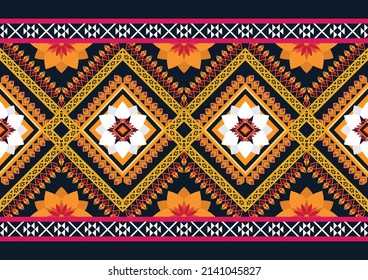 Abstract ethnic geometric flower pattern design pattern for background,fabric,wrapping,clothing,carpet,wallpaper,clothing,wrapping,batik,fabric
