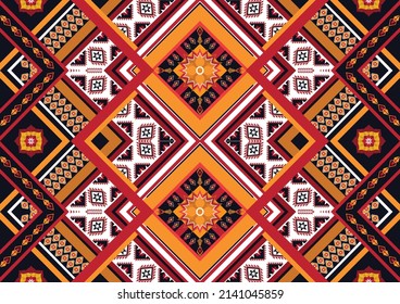 Abstract ethnic geometric flower pattern design pattern for background,fabric,wrapping,clothing,carpet,wallpaper,clothing,wrapping,batik,fabric