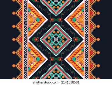 Abstract ethnic geometric flower pattern design pattern for background,fabric,wrapping,clothing,carpet,wallpaper,clothing,wrapping,batik,fabric
