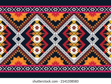 Abstract ethnic geometric flower pattern design pattern for background,fabric,wrapping,clothing,carpet,wallpaper,clothing,wrapping,batik,fabric