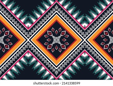 Abstract ethnic geometric flower pattern design pattern for background,fabric,wrapping,clothing,carpet,wallpaper,clothing,wrapping,batik,fabric