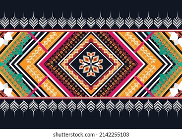 Abstraktes, ethnisch geometrisches Blumenmuster Muster für Hintergrund, Stoff, Umhüllung, Kleidung, Teppich, Tapeten, Kleidung, Umhüllung, Batik, Stoff