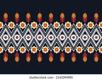 Abstract ethnic geometric flower pattern design pattern for background,fabric,wrapping,clothing,carpet,wallpaper,clothing,wrapping,batik,fabric