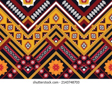 Abstract ethnic geometric flower pattern design pattern for background,fabric,wrapping,clothing,carpet,wallpaper,clothing,wrapping,batik,fabric