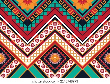Abstract ethnic geometric flower pattern design pattern for background,fabric,wrapping,clothing,carpet,wallpaper,clothing,wrapping,batik,fabric