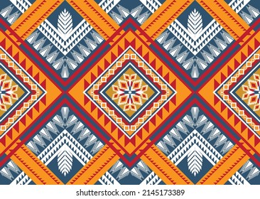 Resumen de patrones de flores geométricas étnicas para el fondo, tela, envoltura, ropa, alfombra, papel pintado, ropa, prendas de vestir, batik, tela