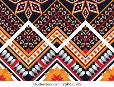 Abstract ethnic geometric flower pattern design pattern for background,fabric,wrapping,clothing,carpet,wallpaper,clothing,wrapping,batik,fabric