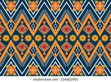 Abstract ethnic geometric flower pattern design pattern for background,fabric,wrapping,clothing,carpet,wallpaper,clothing,wrapping,batik,fabric