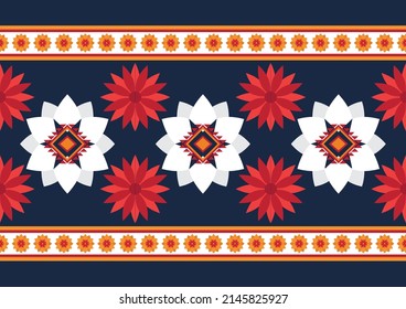Abstract ethnic geometric flower pattern design pattern for background,fabric,wrapping,clothing,carpet,wallpaper,clothing,wrapping,batik,fabric