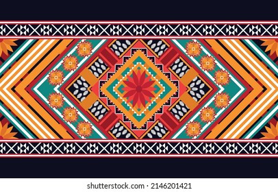 Resumen de patrones de flores geométricas étnicas para el fondo, tela, envoltura, ropa, alfombra, papel pintado, ropa, prendas de vestir, batik, tela