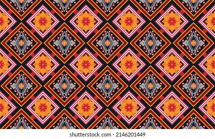 Abstract ethnic geometric flower pattern design pattern for background,fabric,wrapping,clothing,carpet,wallpaper,clothing,wrapping,batik,fabric