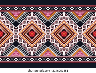 Abstract ethnic geometric flower pattern design pattern for background,fabric,wrapping,clothing,carpet,wallpaper,clothing,wrapping,batik,fabric