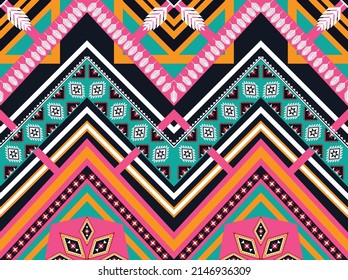 Abstract ethnic geometric flower pattern design pattern for background,fabric,wrapping,clothing,carpet,wallpaper,clothing,wrapping,batik,fabric