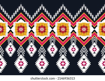 Abstract ethnic geometric flower pattern design pattern for background,fabric,wrapping,clothing,carpet,wallpaper,clothing,wrapping,batik,fabric