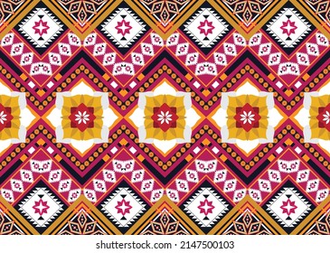 Resumen de patrones de flores geométricas étnicas para el fondo, tela, envoltura, ropa, alfombra, papel pintado, ropa, prendas de vestir, batik, tela