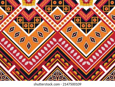 Abstract ethnic geometric flower pattern design pattern for background,fabric,wrapping,clothing,carpet,wallpaper,clothing,wrapping,batik,fabric