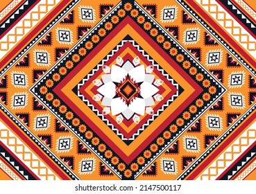 Abstract ethnic geometric flower pattern design pattern for background,fabric,wrapping,clothing,carpet,wallpaper,clothing,wrapping,batik,fabric