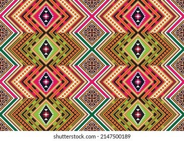 Resumen de patrones de flores geométricas étnicas para el fondo, tela, envoltura, ropa, alfombra, papel pintado, ropa, prendas de vestir, batik, tela