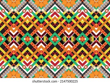 Abstract ethnic geometric flower pattern design pattern for background,fabric,wrapping,clothing,carpet,wallpaper,clothing,wrapping,batik,fabric