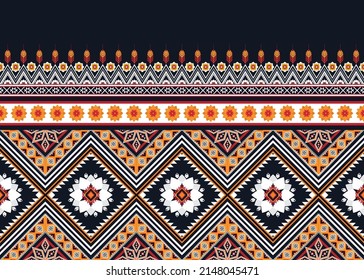 Resumen de patrones de flores geométricas étnicas para el fondo, tela, envoltura, ropa, alfombra, papel pintado, ropa, prendas de vestir, batik, tela