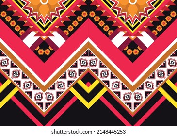Abstract ethnic geometric flower pattern design pattern for background,fabric,wrapping,clothing,carpet,wallpaper,clothing,wrapping,batik,fabric
