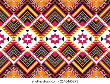 Abstract ethnic geometric flower pattern design pattern for background,fabric,wrapping,clothing,carpet,wallpaper,clothing,wrapping,batik,fabric