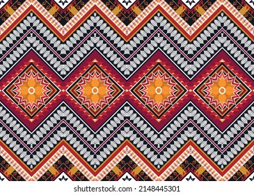 Abstract ethnic geometric flower pattern design pattern for background,fabric,wrapping,clothing,carpet,wallpaper,clothing,wrapping,batik,fabric