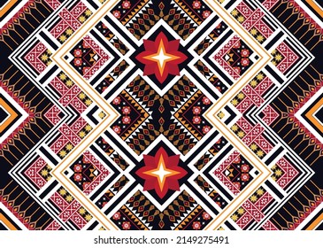 Abstract ethnic geometric flower pattern design pattern for background,fabric,wrapping,clothing,carpet,wallpaper,clothing,wrapping,batik,fabric