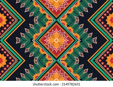 Abstract ethnic geometric flower pattern design pattern for background,fabric,wrapping,clothing,carpet,wallpaper,clothing,wrapping,batik,fabric