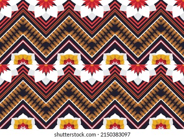 Abstract ethnic geometric flower pattern design pattern for background,fabric,wrapping,clothing,carpet,wallpaper,clothing,wrapping,batik,fabric