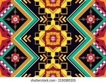 Abstract ethnic geometric flower pattern design pattern for background,fabric,wrapping,clothing,carpet,wallpaper,clothing,wrapping,batik,fabric