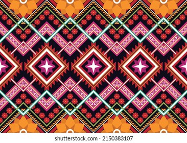 Abstract ethnic geometric flower pattern design pattern for background,fabric,wrapping,clothing,carpet,wallpaper,clothing,wrapping,batik,fabric